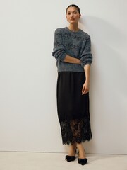 Charcoal Grey Tinsel Bow Long Sleeve Christmas Jumper - Image 2 of 8