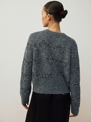 Charcoal Grey Tinsel Bow Long Sleeve Christmas Jumper - Image 4 of 8