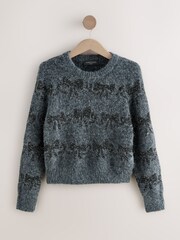 Charcoal Grey Tinsel Bow Long Sleeve Christmas Jumper - Image 6 of 8