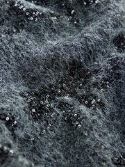 Charcoal Grey Tinsel Bow Long Sleeve Christmas Jumper - Image 8 of 8