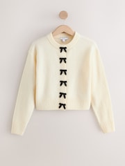 Ecru Bows Crew Neck Knitted Cardigan - Image 6 of 6