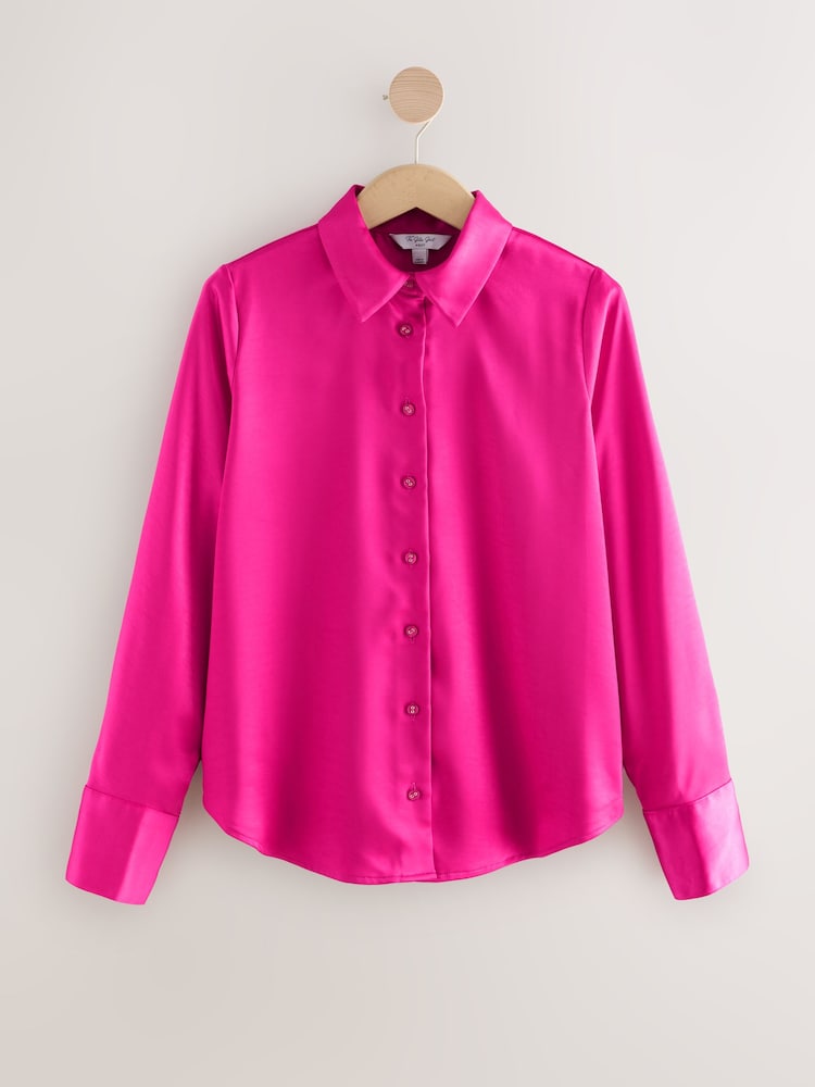 Pink Satin Long Sleeve Shirt - Image 1 of 3
