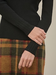 Black Roll Neck Ribbed Jumper With Wool - Image 5 of 8