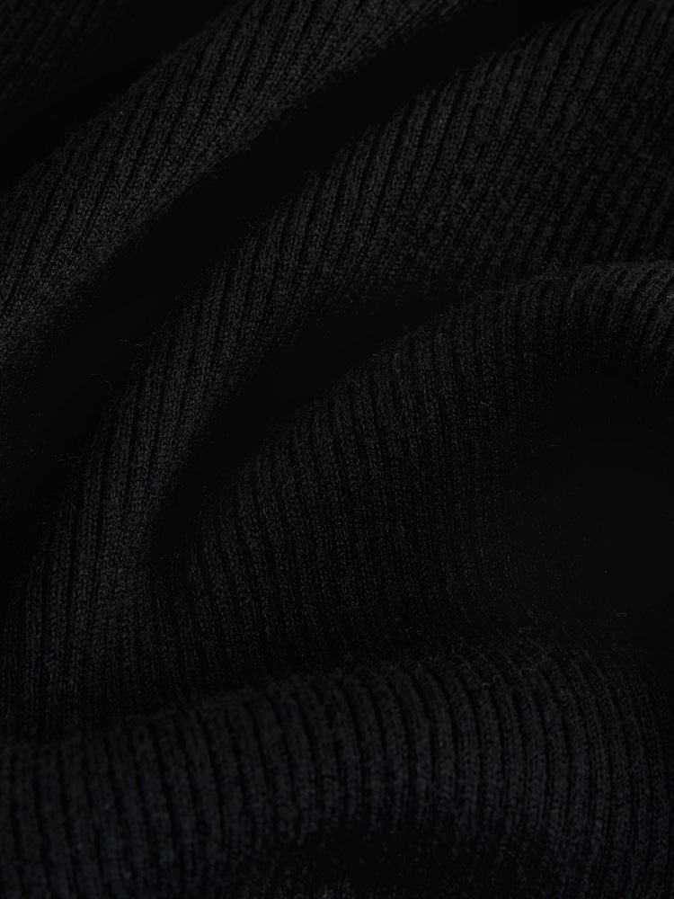 Black Roll Neck Ribbed Jumper With Wool - Image 8 of 8 Black Roll Neck Ribbed Jumper With Wool - Image 8 of 8
