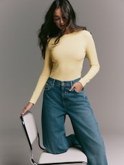 Amarillo mantequilla - Camiseta con cuello redondo y manga larga - Imagen 4 de 7