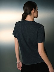 Charcoal Grey Christmas Martini Sparkle Graphic Crew Neck T-Shirt - Image 3 of 7