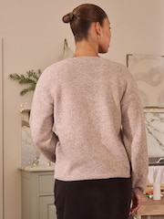 V-Neck Neutral Multi Tree Christmas Jumper - Image 3 of 8