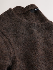 Chocolate Brown Scoop Neck Jumper With Wool - Image 7 of 7