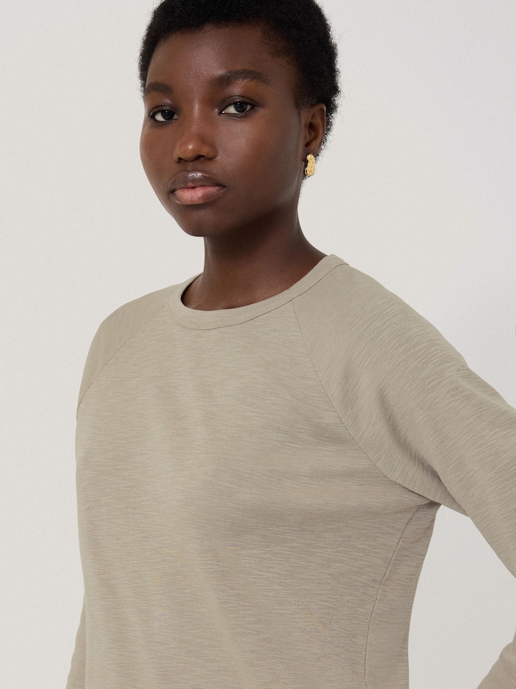 Jigsaw Grey 100% Cotton Luxe Raglan T-Shirt - Image 4 of 5