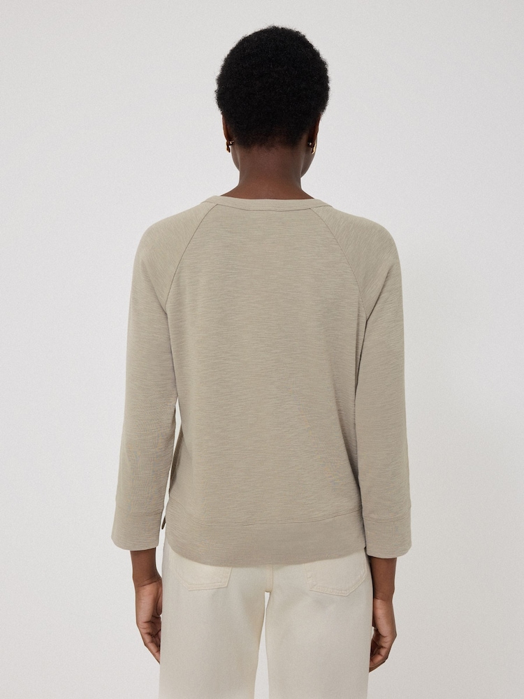 Jigsaw Grey 100% Cotton Luxe Raglan T-Shirt - Image 5 of 5