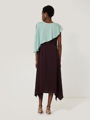 Jigsaw Red Viscose Drape Cape Dress - Image 2 of 5