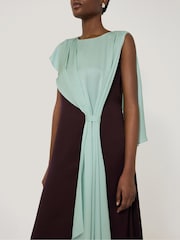 Jigsaw Red Viscose Drape Cape Dress - Image 3 of 5