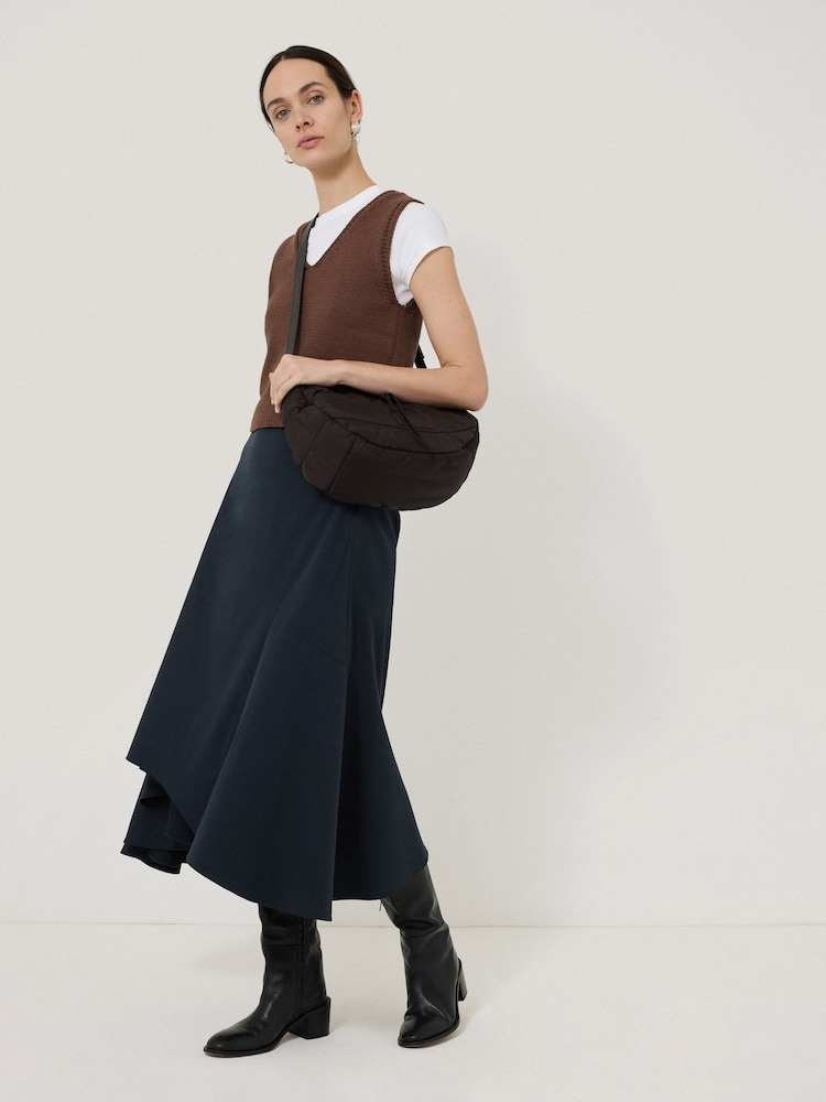 Jigsaw Blue Cotton Seam Detail Skirt - Image 1 of 5