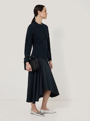 Jigsaw Blue Cotton Seam Detail Skirt - Image 3 of 5