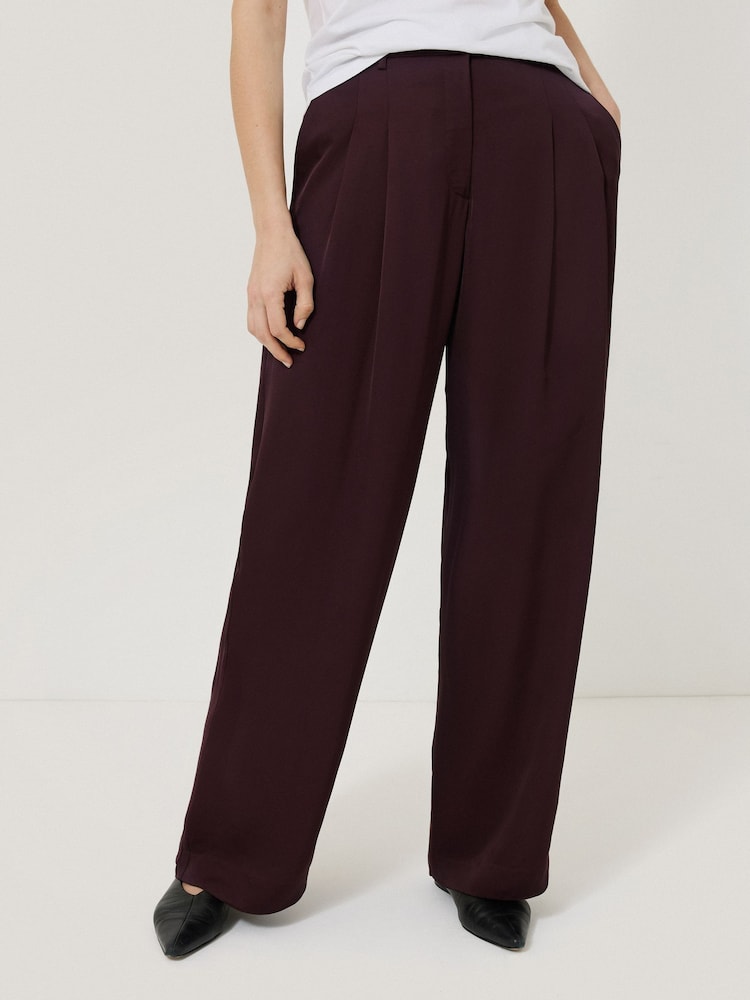 Jigsaw Red Satin Wide Leg Trousers - Image 1 of 3
