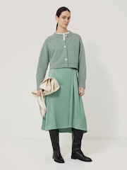 Jigsaw Green Satin Crepe Waist Detail Skirt - Image 2 of 5