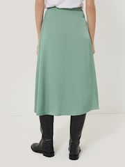 Jigsaw Green Satin Crepe Waist Detail Skirt - Image 4 of 5