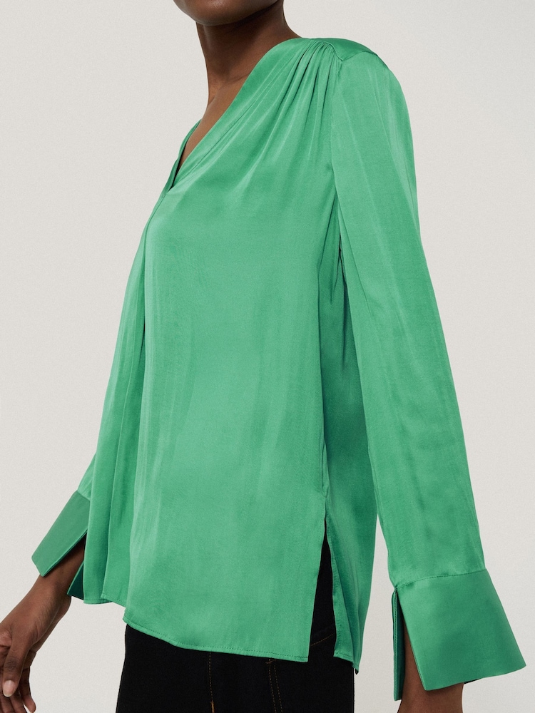 Jigsaw Green Satin Blouses - Image 2 of 6