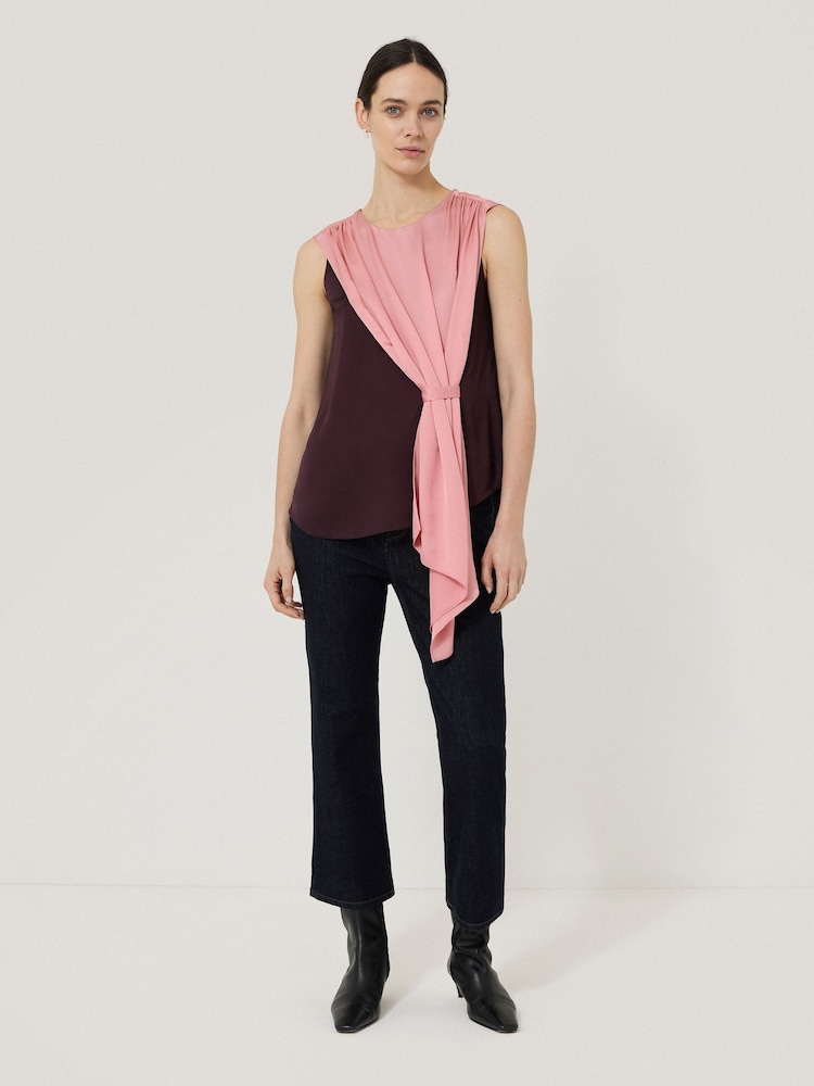 Jigsaw Red Viscose Drape Cape Top - Image 6 of 6