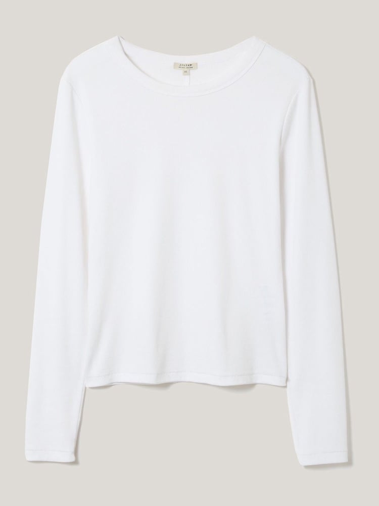 Jigsaw White Long Sleeve Fine Cotton Baby T-Shirt - Image 6 of 6