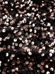 Black/Gold Square Neck Flippy Mini Sequin Dress - Image 9 of 9