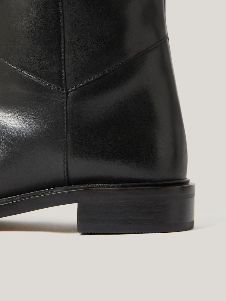 Jigsaw Black Heritage Leather Riding Boots - Image 6 of 6