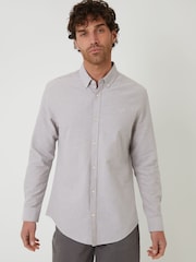 Threadbare Fog Grey Oxford Long Sleeve Shirt - Image 1 of 5