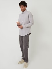Threadbare Fog Grey Oxford Long Sleeve Shirt - Image 2 of 5