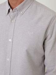 Threadbare Fog Grey Oxford Long Sleeve Shirt - Image 4 of 5