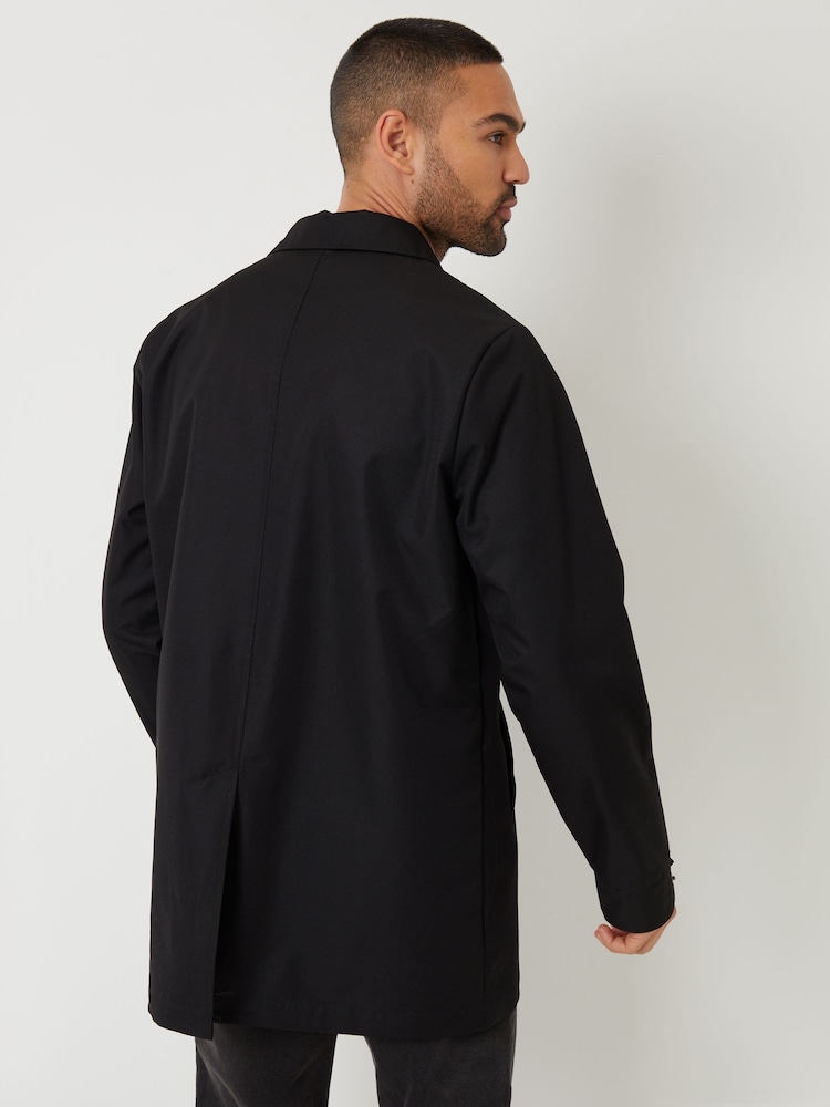 שחור - Threadbare מעיל מאק עמיד בגשם בגזרה ארוכה - Image 2 of 5