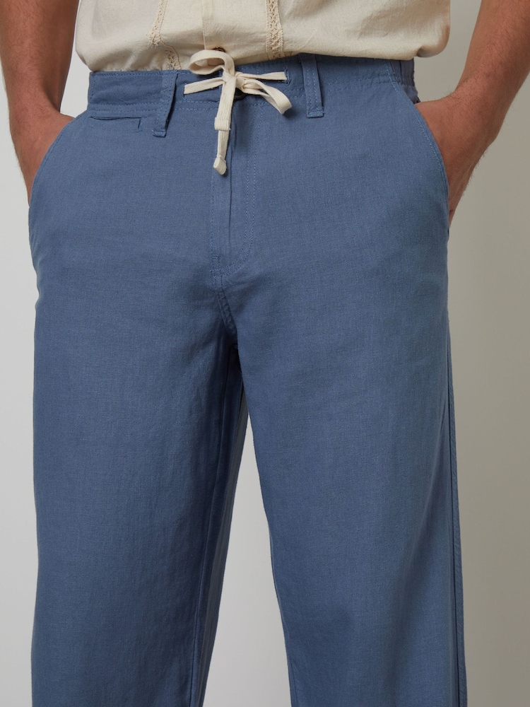 Threadbare Blue Linen Blend Trousers - Image 4 of 4