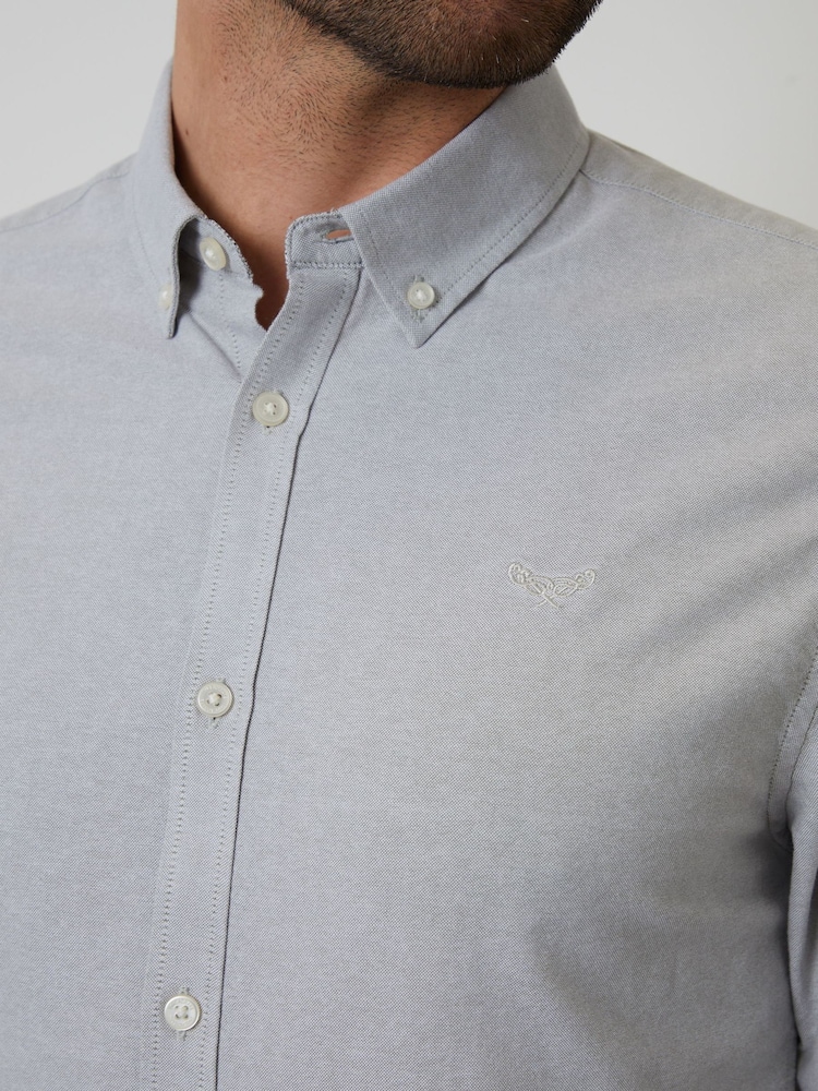 Gri Chrome - Cămașă Threadbare Oxford Mânecă lungă - Image 4 of 4