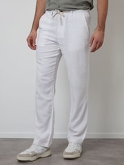 Threadbare White Linen Blend Trousers - Image 1 of 4