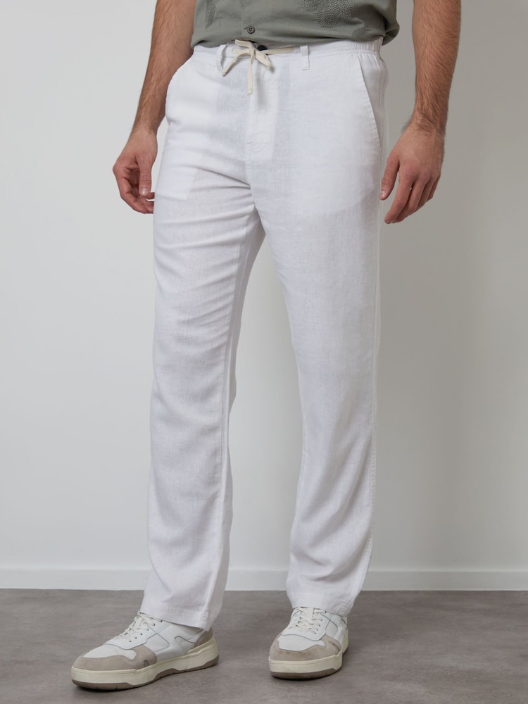 Threadbare White Linen Blend Trousers - Image 1 of 4