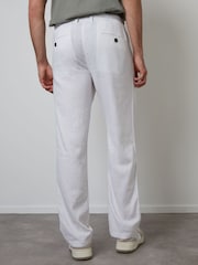 Threadbare White Linen Blend Trousers - Image 2 of 4