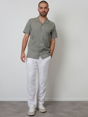 Threadbare White Linen Blend Trousers - Image 3 of 4