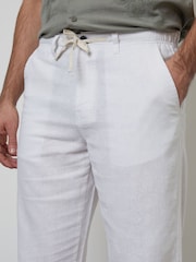 Threadbare White Linen Blend Trousers - Image 4 of 4