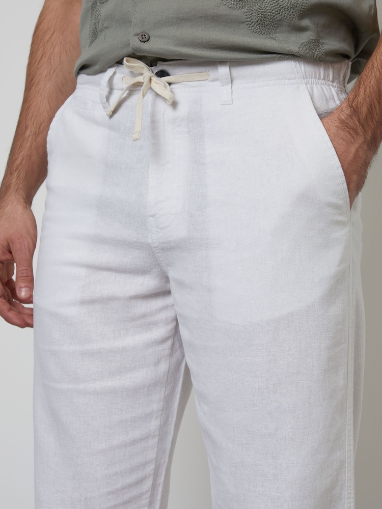 Threadbare White Linen Blend Trousers - Image 4 of 4