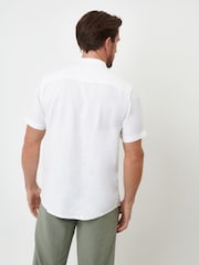 Threadbare White Grandad Collar Linen Blend Short Sleeve Shirt - Image 3 of 5
