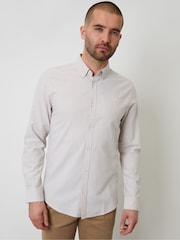 Threadbare Stone Oxford Long Sleeve Shirt - Image 1 of 4