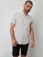Threadbare Natural Oxford Short Sleeve Shirt - Image 1 of 4