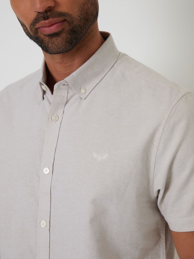 Threadbare Natural Oxford Short Sleeve Shirt - Image 4 of 4 Threadbare Natural Oxford Short Sleeve Shirt - Image 4 of 4