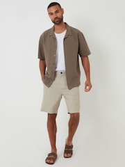 Threadbare Green Textured Revere Collar Short Sleeve Shirt - Image 3 of 4