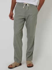Threadbare Grey Linen Blend Trousers - Image 1 of 4