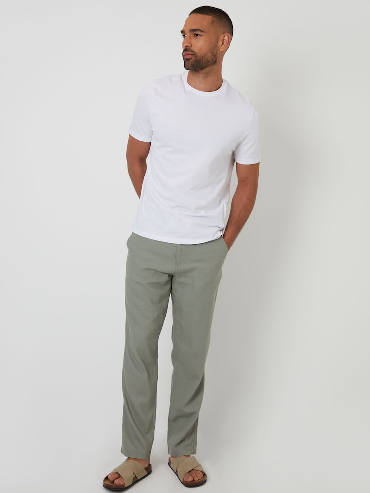 Threadbare Sage Linen Blend Trousers - Image 3 of 4