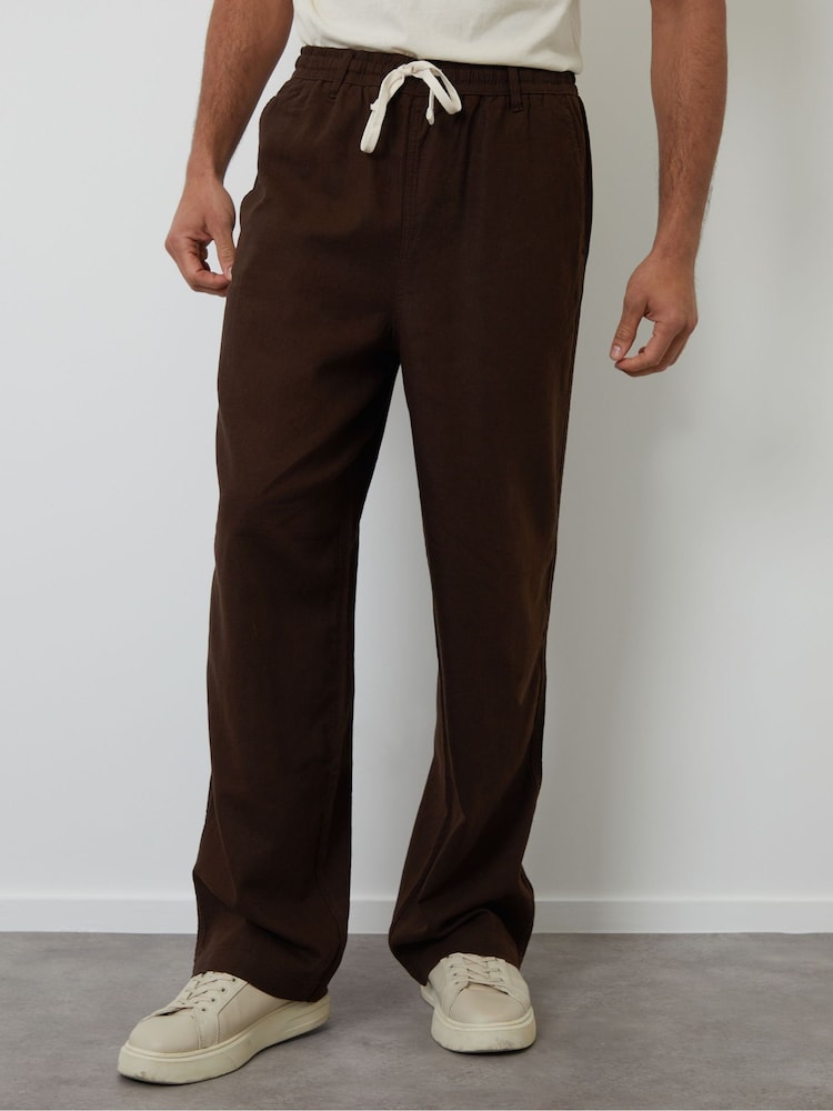 Threadbare Linen Blend Baggy Trousers - Imagen 1 de 4