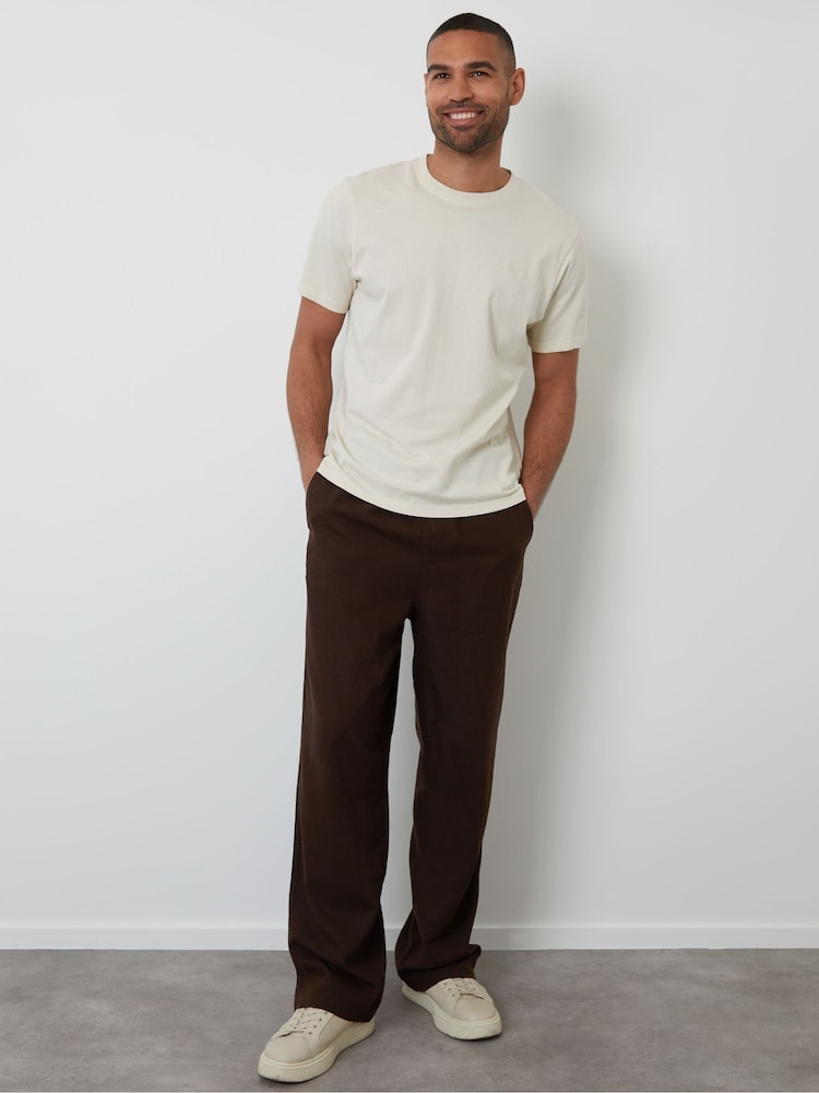 Threadbare Brown Linen Blend Baggy Trousers - Image 3 of 4