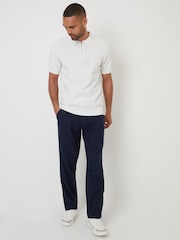 Threadbare Navy Linen Blend Trousers - Image 3 of 5