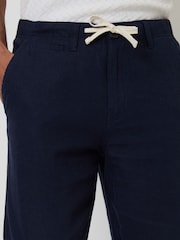 Threadbare Navy Linen Blend Trousers - Image 4 of 5
