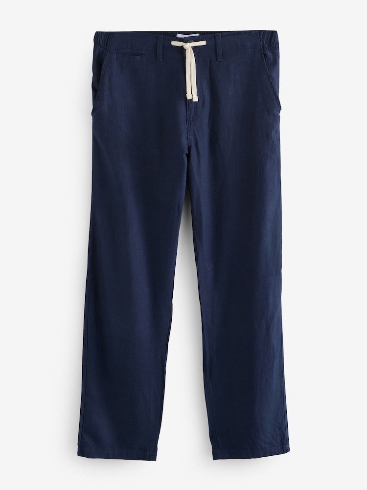Threadbare Navy Linen Blend Trousers - Image 5 of 5